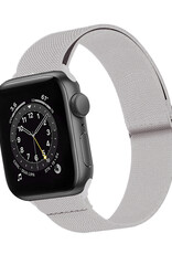 BASEY. Nylon Bandje Geschikt voor Apple Watch 1-8 / SE (42/44/45) Bandje Stof - Horloge Band Verstelbare Gesp Polsband Geschikt voor Apple Watch 1-8 / SE (42/44/45) - Grijs