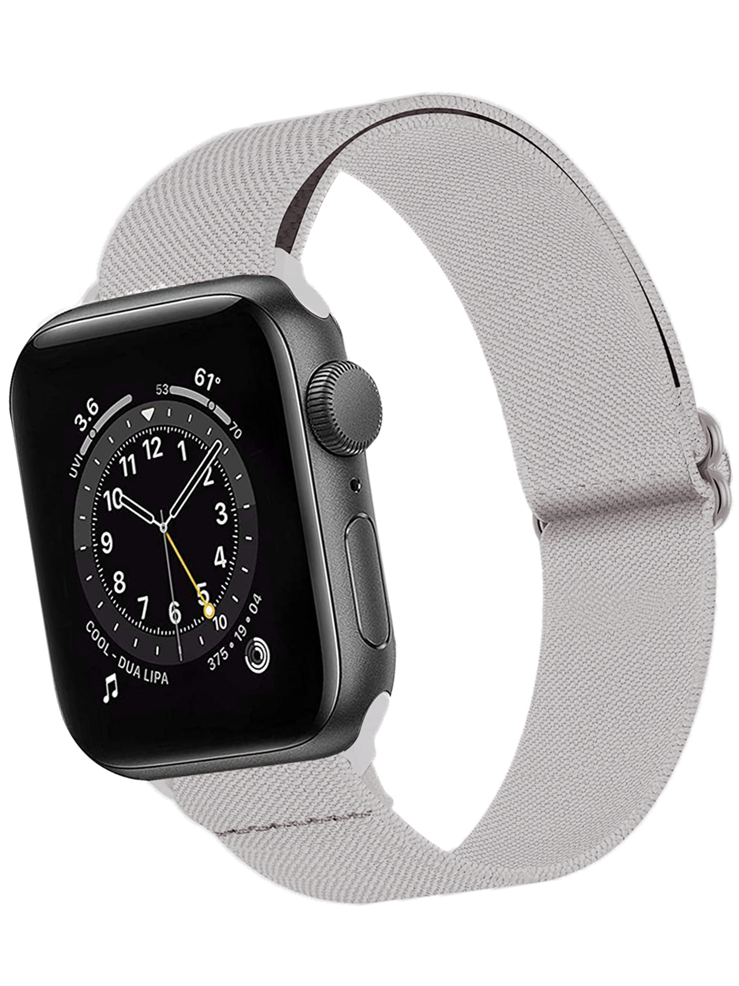 BASEY. Nylon Bandje Geschikt voor Apple Watch 1-8 / SE (42/44/45) Bandje Stof - Horloge Band Verstelbare Gesp Polsband Geschikt voor Apple Watch 1-8 / SE (42/44/45) - Grijs