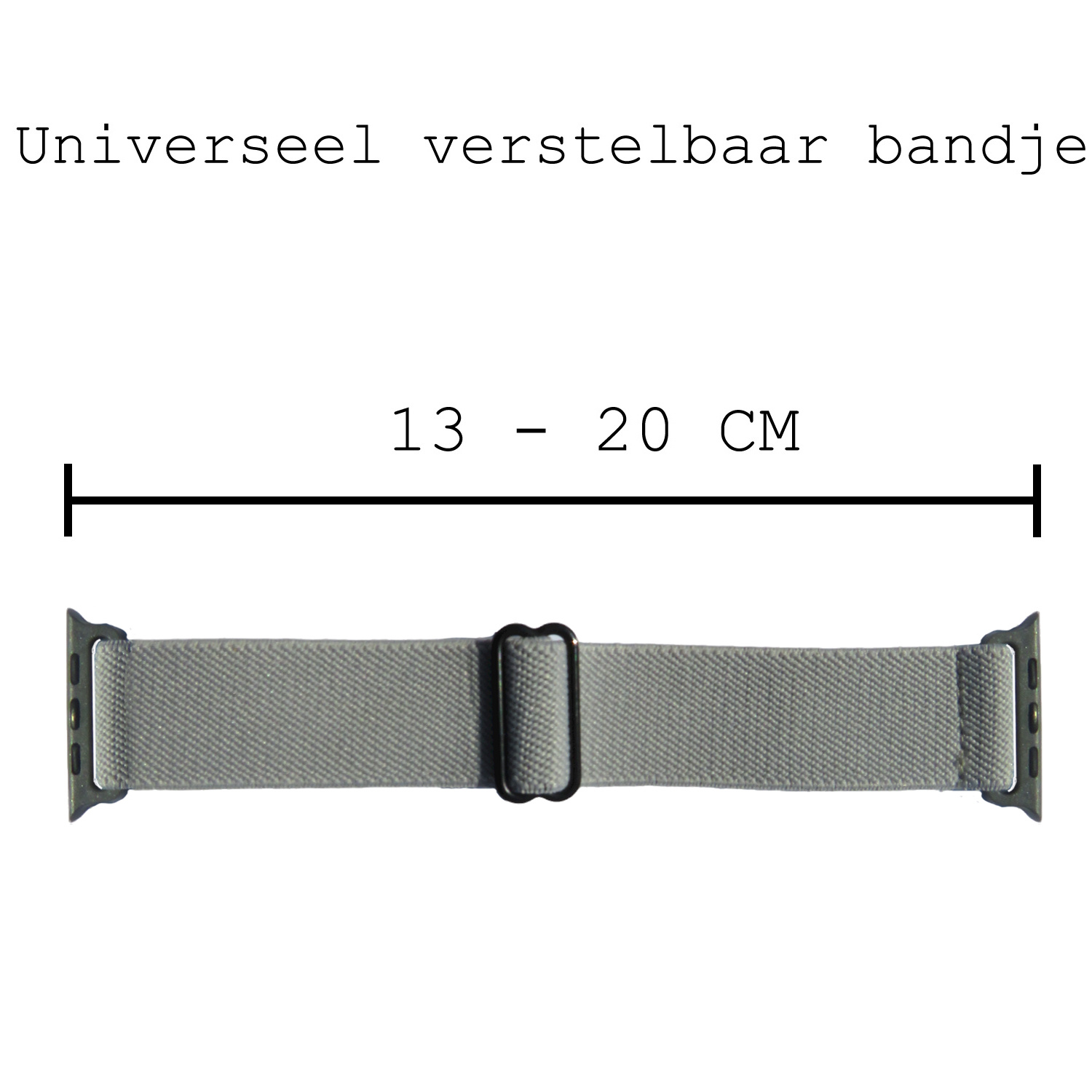 BASEY. Nylon Bandje Geschikt voor Apple Watch 1-8 / SE (42/44/45) Bandje Stof - Horloge Band Verstelbare Gesp Polsband Geschikt voor Apple Watch 1-8 / SE (42/44/45) - Grijs