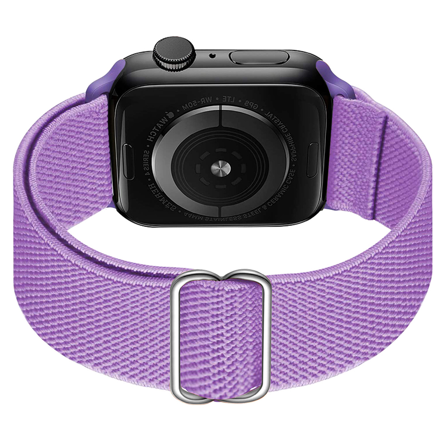 BASEY. Nylon Bandje Geschikt voor Apple Watch 1-8 / SE (42/44/45) Bandje Stof - Horloge Band Verstelbare Gesp Polsband Geschikt voor Apple Watch 1-8 / SE (42/44/45) - Lila