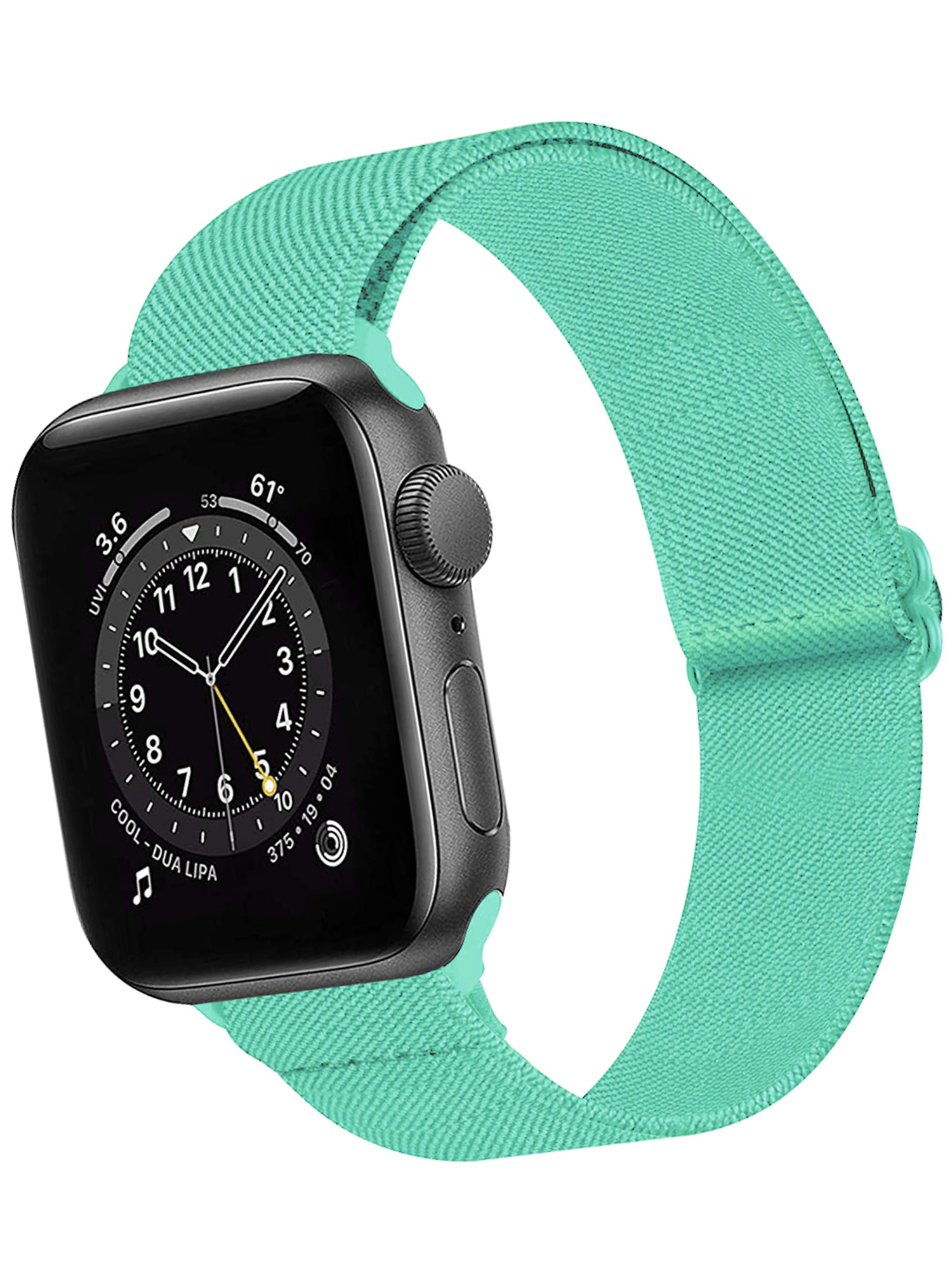 BASEY. Nylon Bandje Geschikt voor Apple Watch 1-8 / SE (42/44/45) Bandje Stof - Horloge Band Verstelbare Gesp Polsband Geschikt voor Apple Watch 1-8 / SE (42/44/45) - Mintgroen