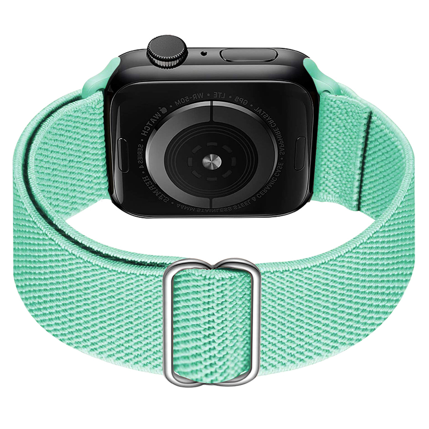 BASEY. Nylon Bandje Geschikt voor Apple Watch 1-8 / SE (42/44/45) Bandje Stof - Horloge Band Verstelbare Gesp Polsband Geschikt voor Apple Watch 1-8 / SE (42/44/45) - Mintgroen