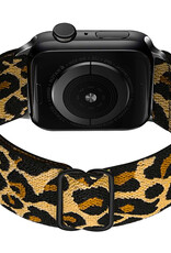 BASEY. Nylon Bandje Geschikt voor Apple Watch 1-8 / SE (42/44/45) Bandje Stof - Horloge Band Verstelbare Gesp Polsband Geschikt voor Apple Watch 1-8 / SE (42/44/45) - Panterbruin
