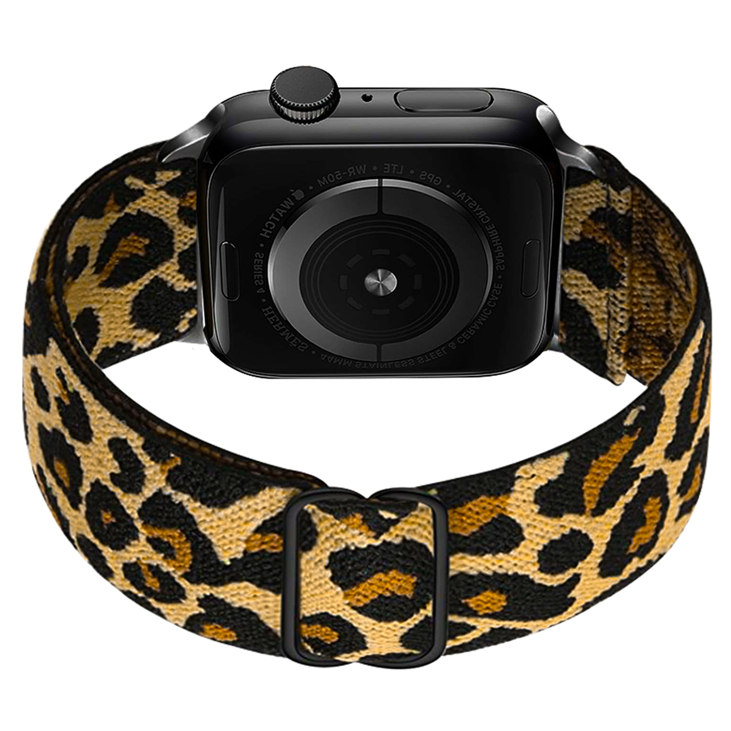 BASEY. Nylon Bandje Geschikt voor Apple Watch 1-8 / SE (42/44/45) Bandje Stof - Horloge Band Verstelbare Gesp Polsband Geschikt voor Apple Watch 1-8 / SE (42/44/45) - Panterbruin