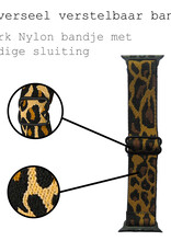 BASEY. Nylon Bandje Geschikt voor Apple Watch 1-8 / SE (42/44/45) Bandje Stof - Horloge Band Verstelbare Gesp Polsband Geschikt voor Apple Watch 1-8 / SE (42/44/45) - Panterbruin