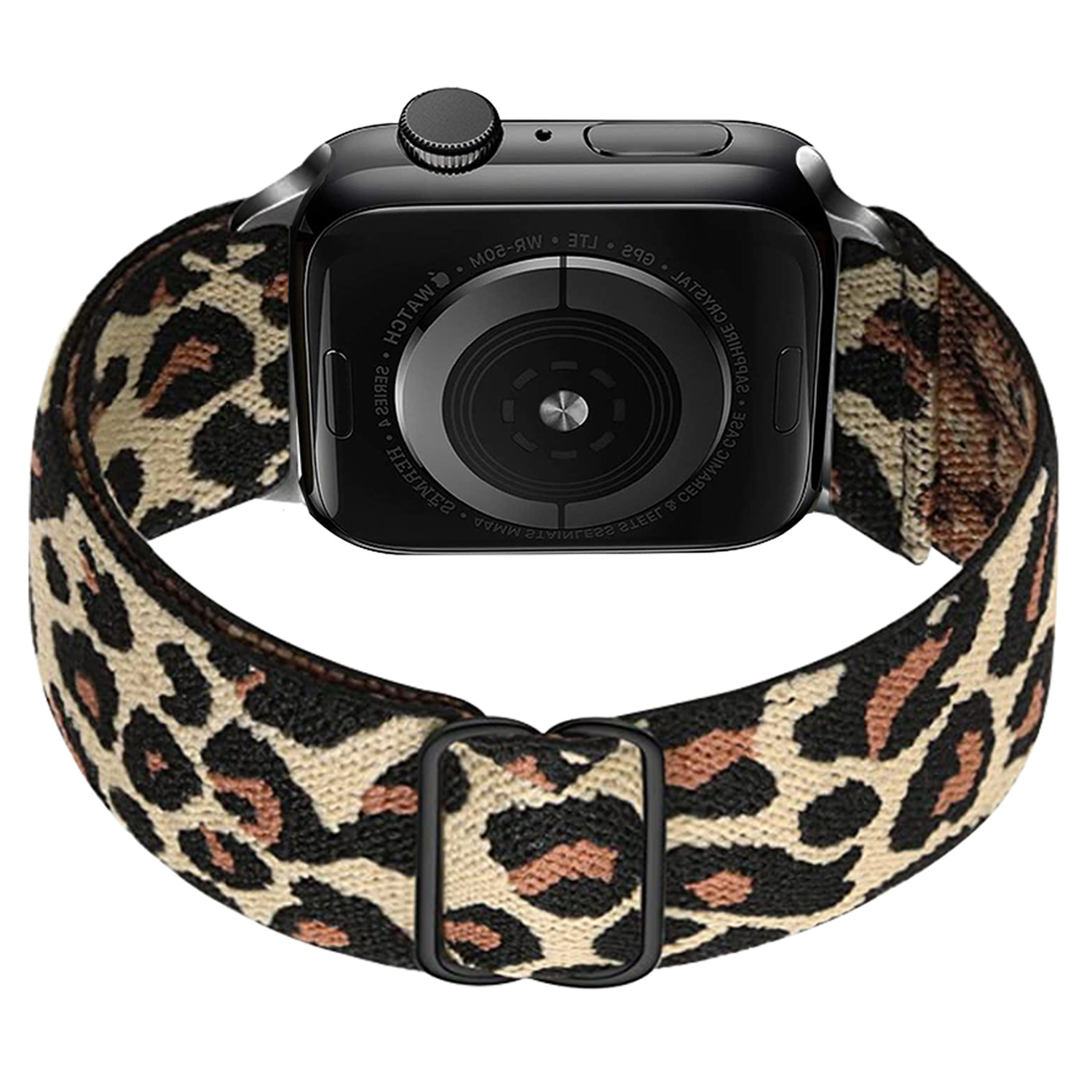 BASEY. Nylon Bandje Geschikt voor Apple Watch 1-8 / SE (42/44/45) Bandje Stof - Horloge Band Verstelbare Gesp Polsband Geschikt voor Apple Watch 1-8 / SE (42/44/45) - Pantergeel