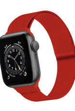 BASEY. Nylon Bandje Geschikt voor Apple Watch 1-8 / SE (42/44/45) Bandje Stof - Horloge Band Verstelbare Gesp Polsband Geschikt voor Apple Watch 1-8 / SE (42/44/45) - Rood