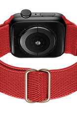 BASEY. Nylon Bandje Geschikt voor Apple Watch 1-8 / SE (42/44/45) Bandje Stof - Horloge Band Verstelbare Gesp Polsband Geschikt voor Apple Watch 1-8 / SE (42/44/45) - Rood