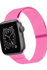 BASEY. Nylon Bandje Geschikt voor Apple Watch 1-8 / SE (42/44/45) Bandje Stof - Horloge Band Verstelbare Gesp Polsband Geschikt voor Apple Watch 1-8 / SE (42/44/45) - Roze