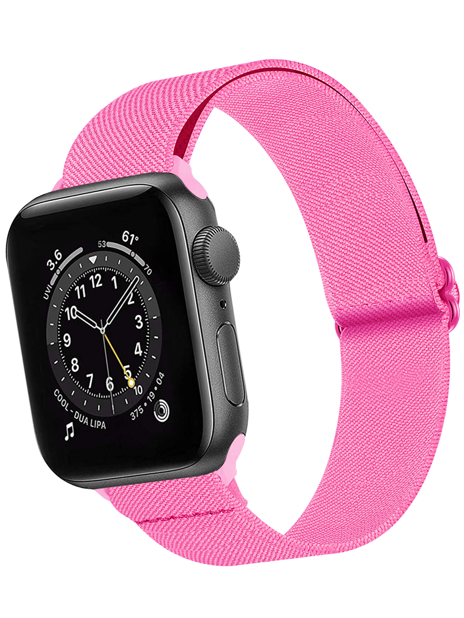 BASEY. Nylon Bandje Geschikt voor Apple Watch 1-8 / SE (42/44/45) Bandje Stof - Horloge Band Verstelbare Gesp Polsband Geschikt voor Apple Watch 1-8 / SE (42/44/45) - Roze
