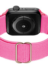 BASEY. Nylon Bandje Geschikt voor Apple Watch 1-8 / SE (42/44/45) Bandje Stof - Horloge Band Verstelbare Gesp Polsband Geschikt voor Apple Watch 1-8 / SE (42/44/45) - Roze