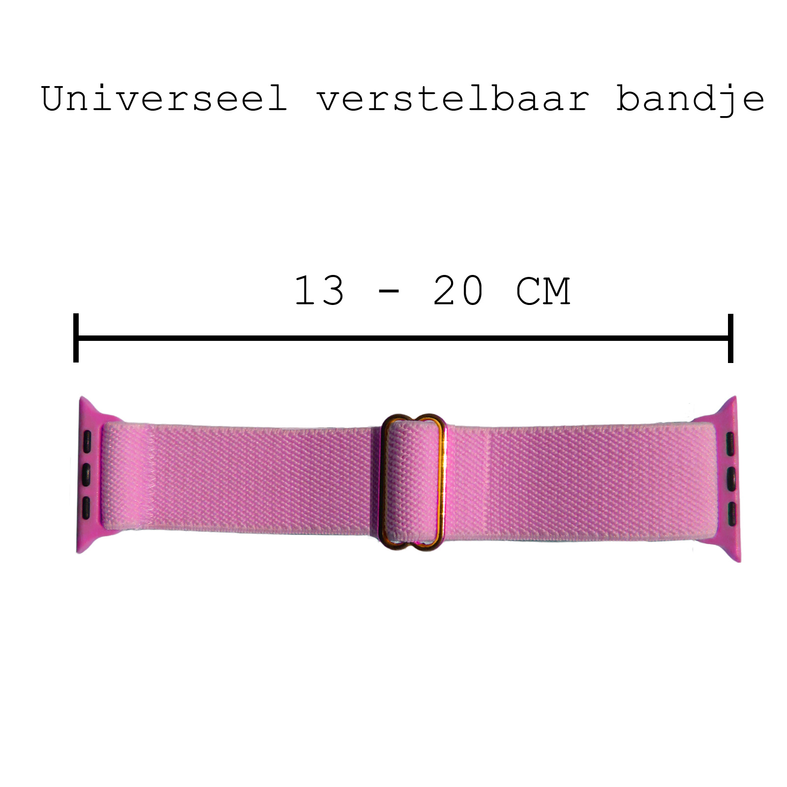 BASEY. Nylon Bandje Geschikt voor Apple Watch 1-8 / SE (42/44/45) Bandje Stof - Horloge Band Verstelbare Gesp Polsband Geschikt voor Apple Watch 1-8 / SE (42/44/45) - Roze