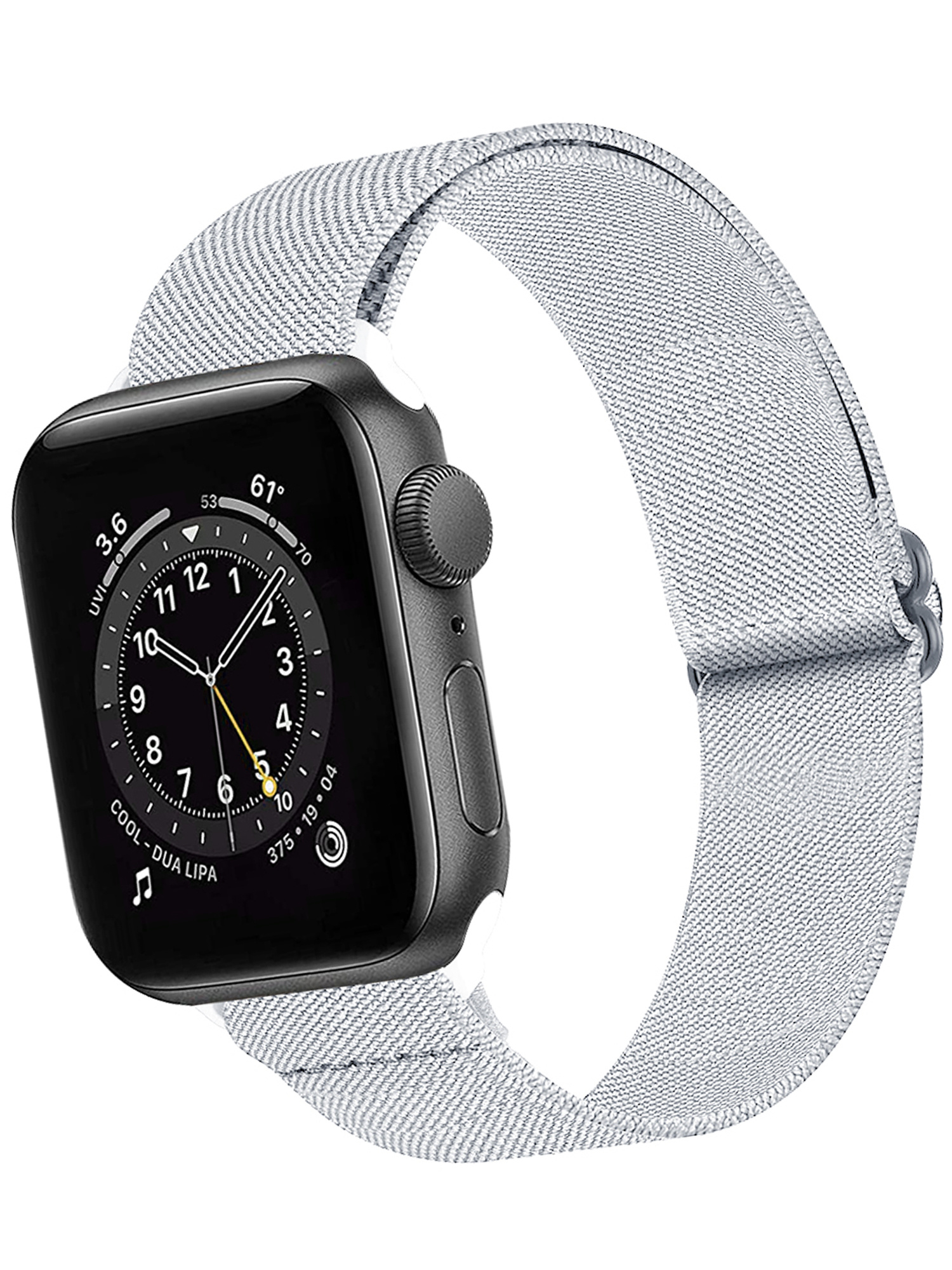BASEY. Nylon Bandje Geschikt voor Apple Watch 1-8 / SE (42/44/45) Bandje Stof - Horloge Band Verstelbare Gesp Polsband Geschikt voor Apple Watch 1-8 / SE (42/44/45) - Wit