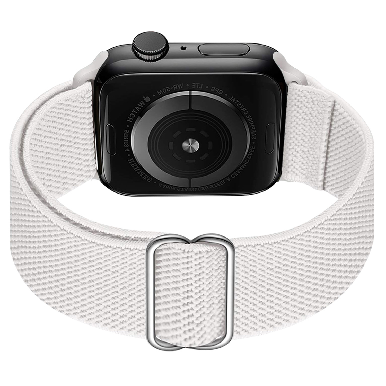 BASEY. Nylon Bandje Geschikt voor Apple Watch 1-8 / SE (42/44/45) Bandje Stof - Horloge Band Verstelbare Gesp Polsband Geschikt voor Apple Watch 1-8 / SE (42/44/45) - Wit
