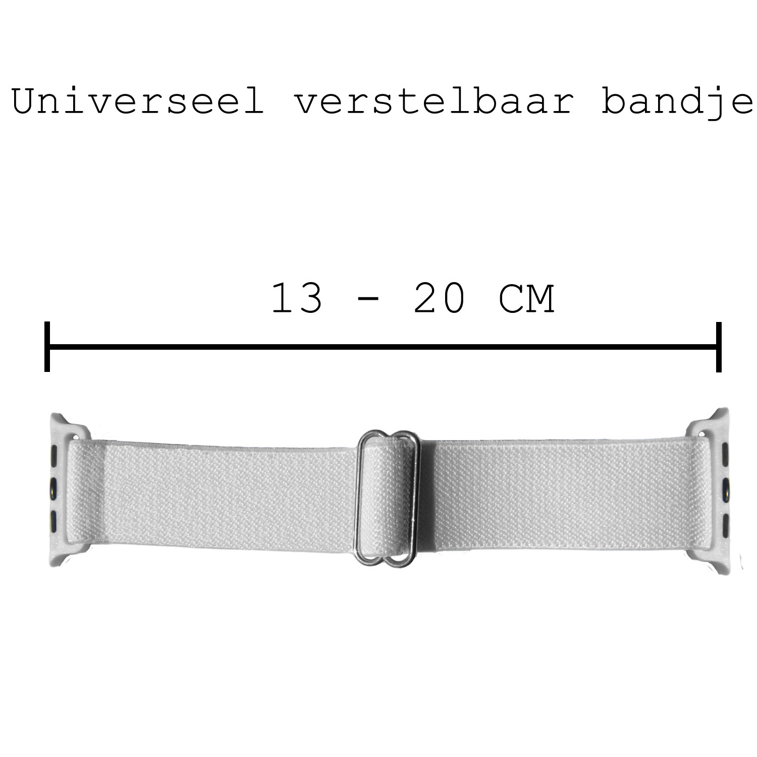 BASEY. Nylon Bandje Geschikt voor Apple Watch 1-8 / SE (42/44/45) Bandje Stof - Horloge Band Verstelbare Gesp Polsband Geschikt voor Apple Watch 1-8 / SE (42/44/45) - Wit