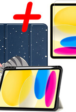 BASEY. Hoesje Geschikt voor iPad 2022 Hoes Case Tablet Hoesje Tri-fold Met Uitsparing Geschikt voor Apple Pencil Met Screenprotector - Hoes Geschikt voor iPad 10 Hoesje Hard Cover Bookcase Hoes - Kat