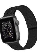 BASEY. Nylon Bandje Geschikt voor Apple Watch 1-8 / SE (42/44/45) Bandje Stof - Horloge Band Verstelbare Gesp Polsband Geschikt voor Apple Watch 1-8 / SE (42/44/45) - Zwart