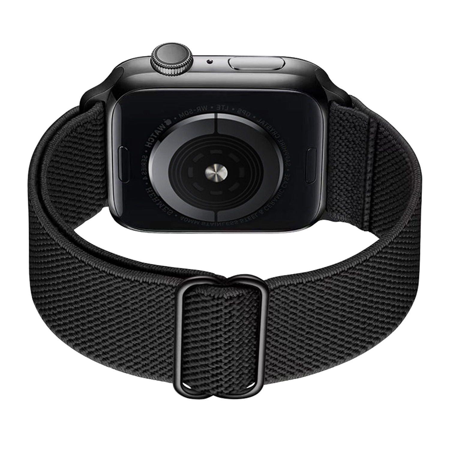 BASEY. Nylon Bandje Geschikt voor Apple Watch 1-8 / SE (42/44/45) Bandje Stof - Horloge Band Verstelbare Gesp Polsband Geschikt voor Apple Watch 1-8 / SE (42/44/45) - Zwart