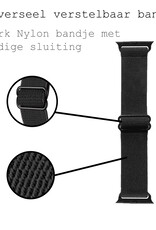 BASEY. Nylon Bandje Geschikt voor Apple Watch 1-8 / SE (42/44/45) Bandje Stof - Horloge Band Verstelbare Gesp Polsband Geschikt voor Apple Watch 1-8 / SE (42/44/45) - Zwart