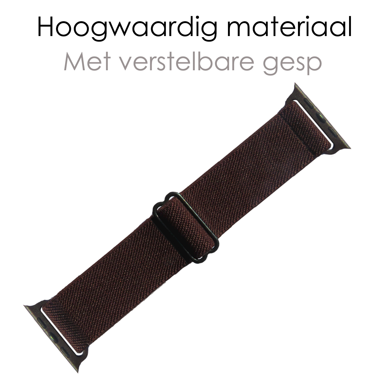 NoXx Horloge Band Geschikt voor Apple Watch 1-8 / SE (42/44/45 mm) Bandje Nylon Met Verstelbare Gesp - Bruin