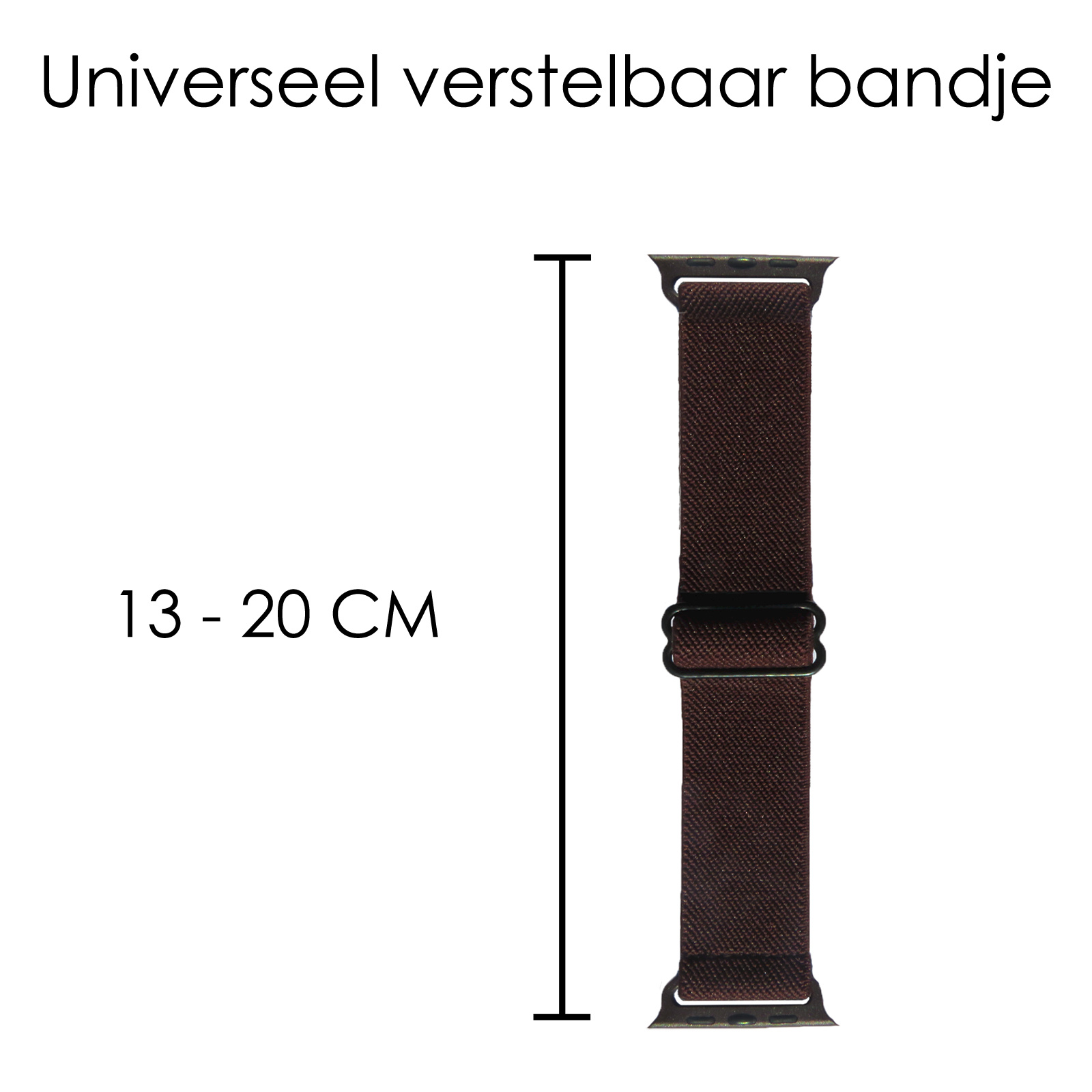 NoXx Horloge Band Geschikt voor Apple Watch 1-8 / SE (42/44/45 mm) Bandje Nylon Met Verstelbare Gesp - Bruin