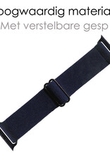 NoXx Horloge Band Geschikt voor Apple Watch 1-8 / SE (42/44/45 mm) Bandje Nylon Met Verstelbare Gesp - Donkerblauw