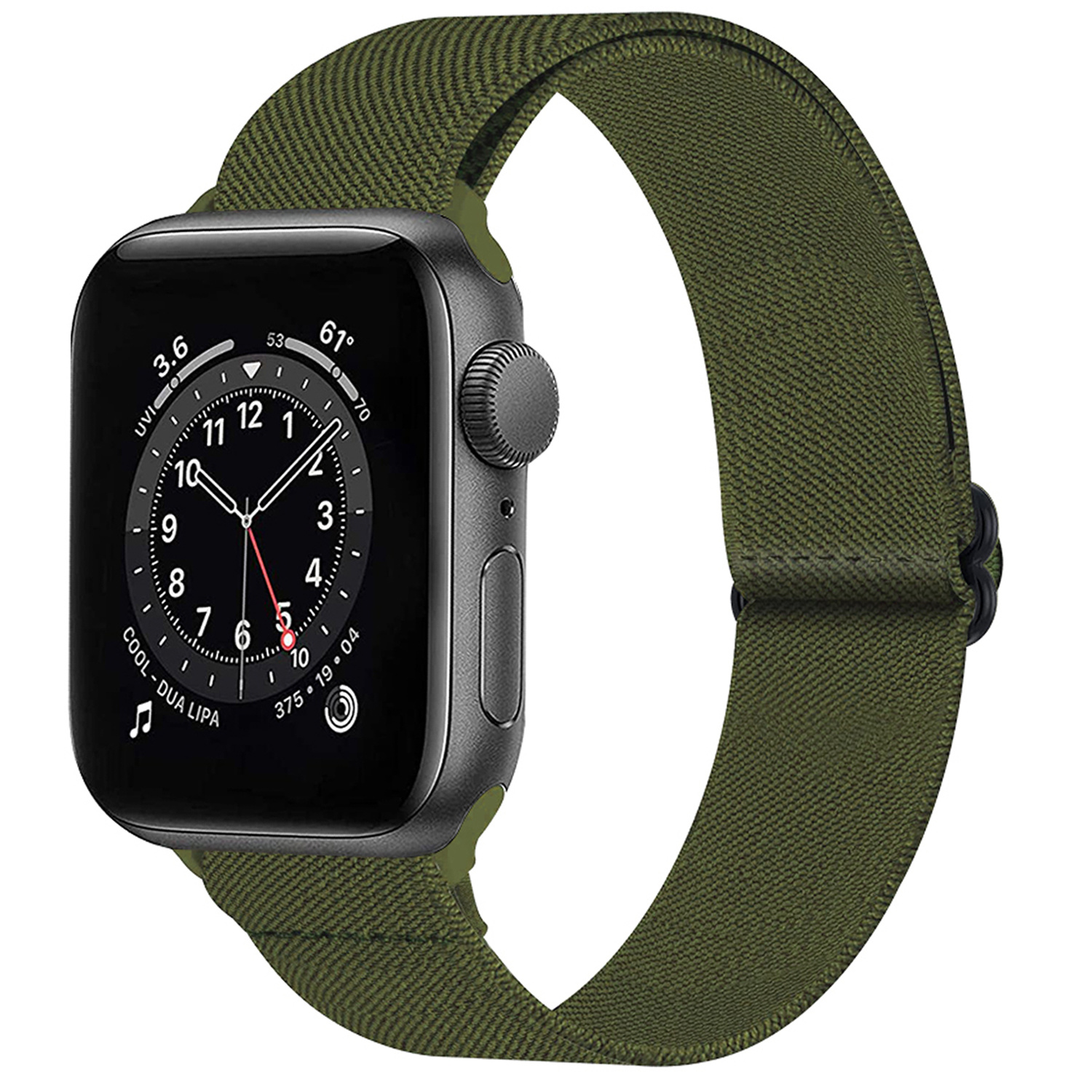 NoXx Horloge Band Geschikt voor Apple Watch 1-8 / SE (42/44/45 mm) Bandje Nylon Met Verstelbare Gesp - Donkergroen