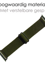 NoXx Horloge Band Geschikt voor Apple Watch 1-8 / SE (42/44/45 mm) Bandje Nylon Met Verstelbare Gesp - Donkergroen