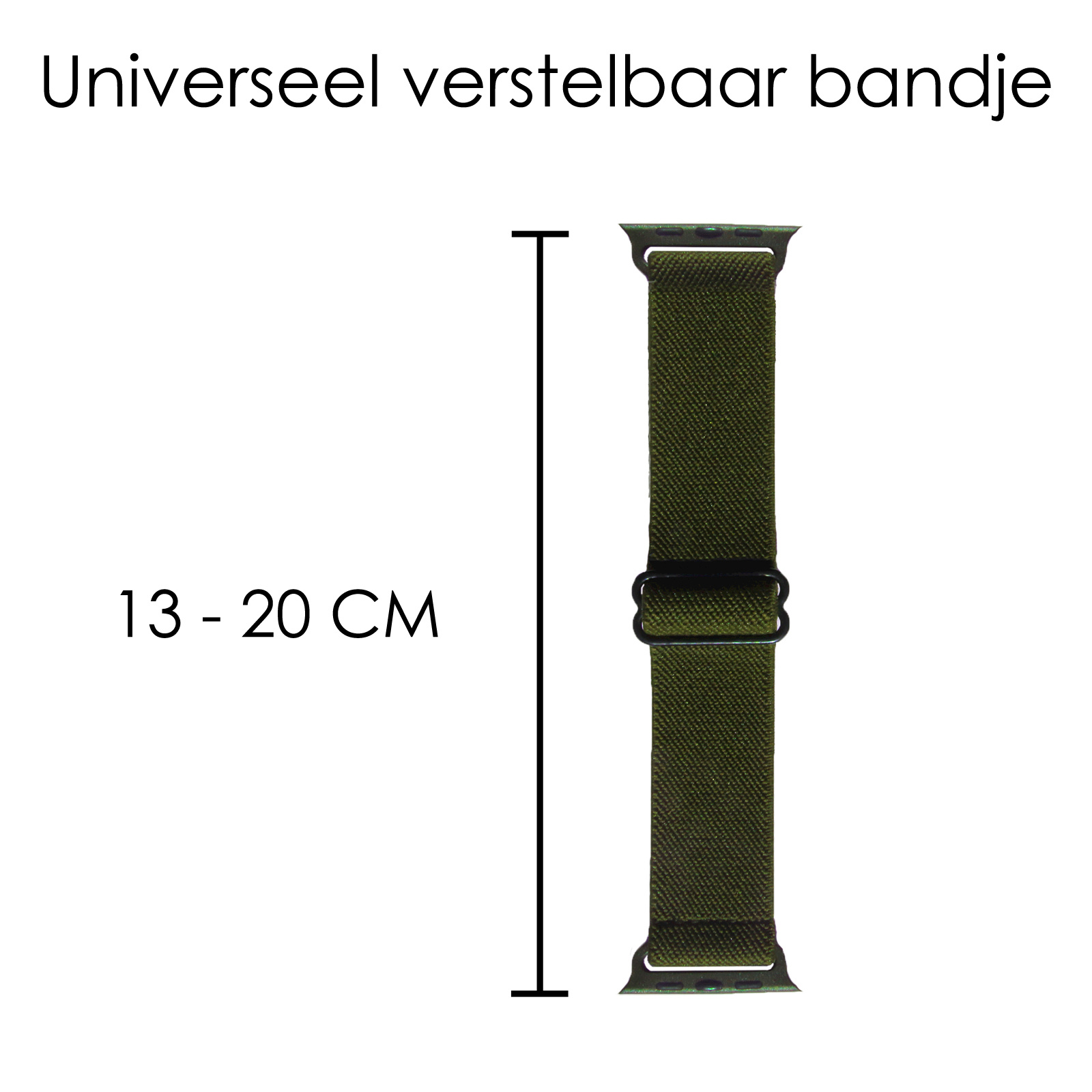 NoXx Horloge Band Geschikt voor Apple Watch 1-8 / SE (42/44/45 mm) Bandje Nylon Met Verstelbare Gesp - Donkergroen