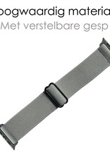 NoXx Horloge Band Geschikt Voor Apple Watch 1-8 / SE - 42/44/45 mm Nylon Met Verstelbare Gesp - Grijs