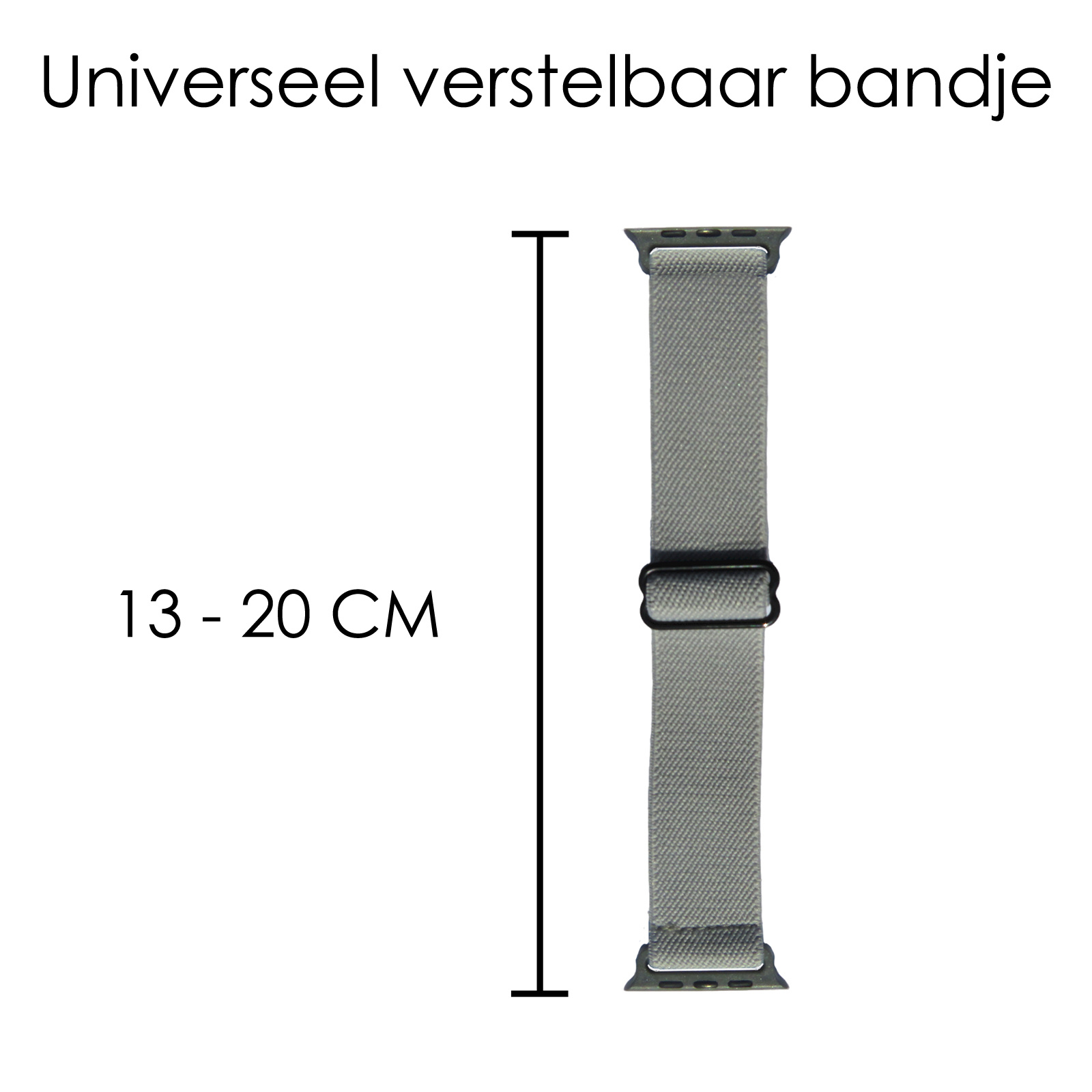 NoXx Horloge Band Geschikt voor Apple Watch 1-8 / SE (42/44/45 mm) Bandje Nylon Met Verstelbare Gesp - Grijs
