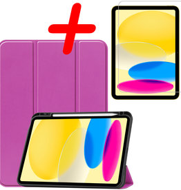 BASEY. BASEY. iPad 10 2022 Hoesje Met Uitsparing Apple Pencil Met Screenprotector - Paars