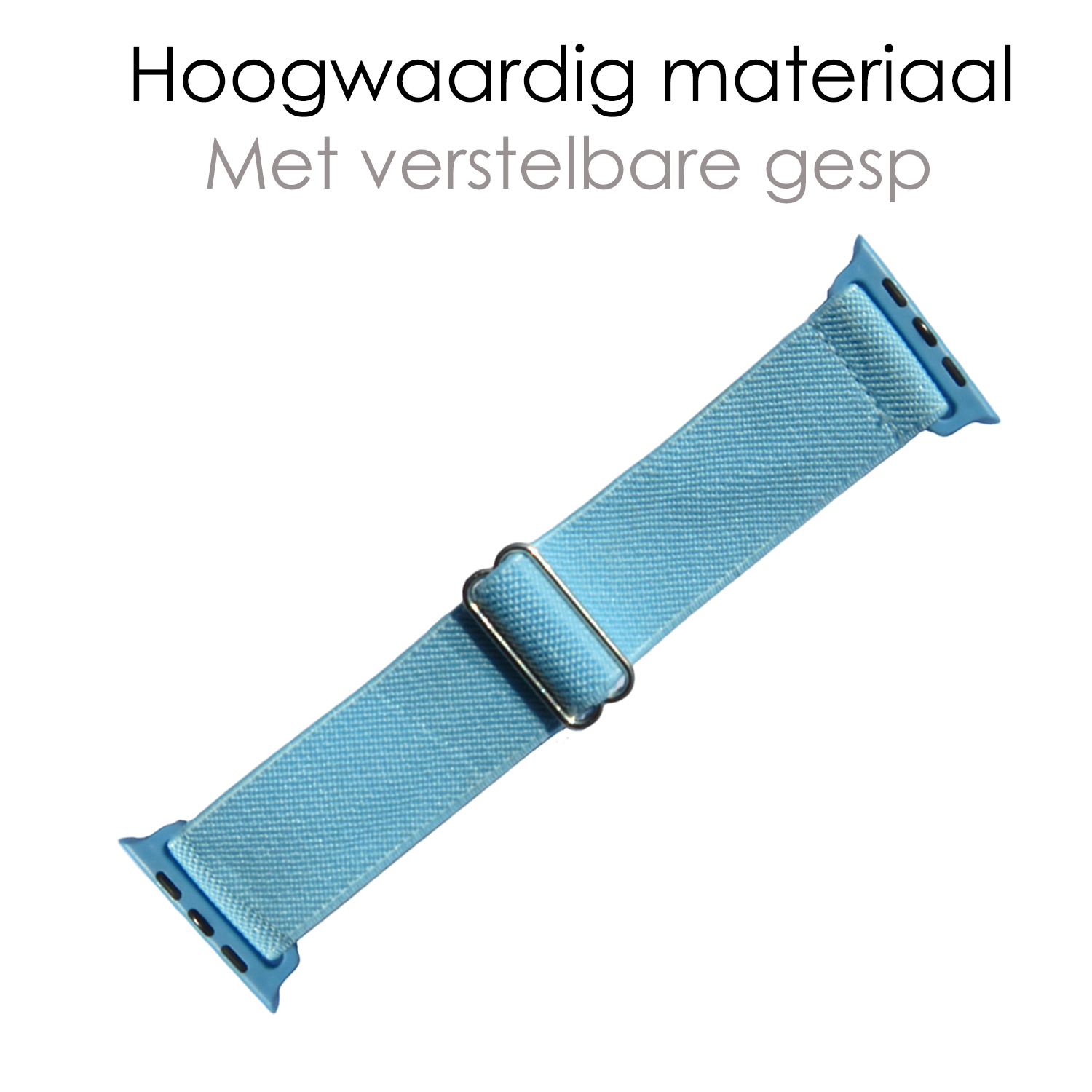 NoXx Horloge Band Geschikt Voor Apple Watch 1-8 / SE - 42/44/45 mm Nylon Met Verstelbare Gesp - Lichtblauw