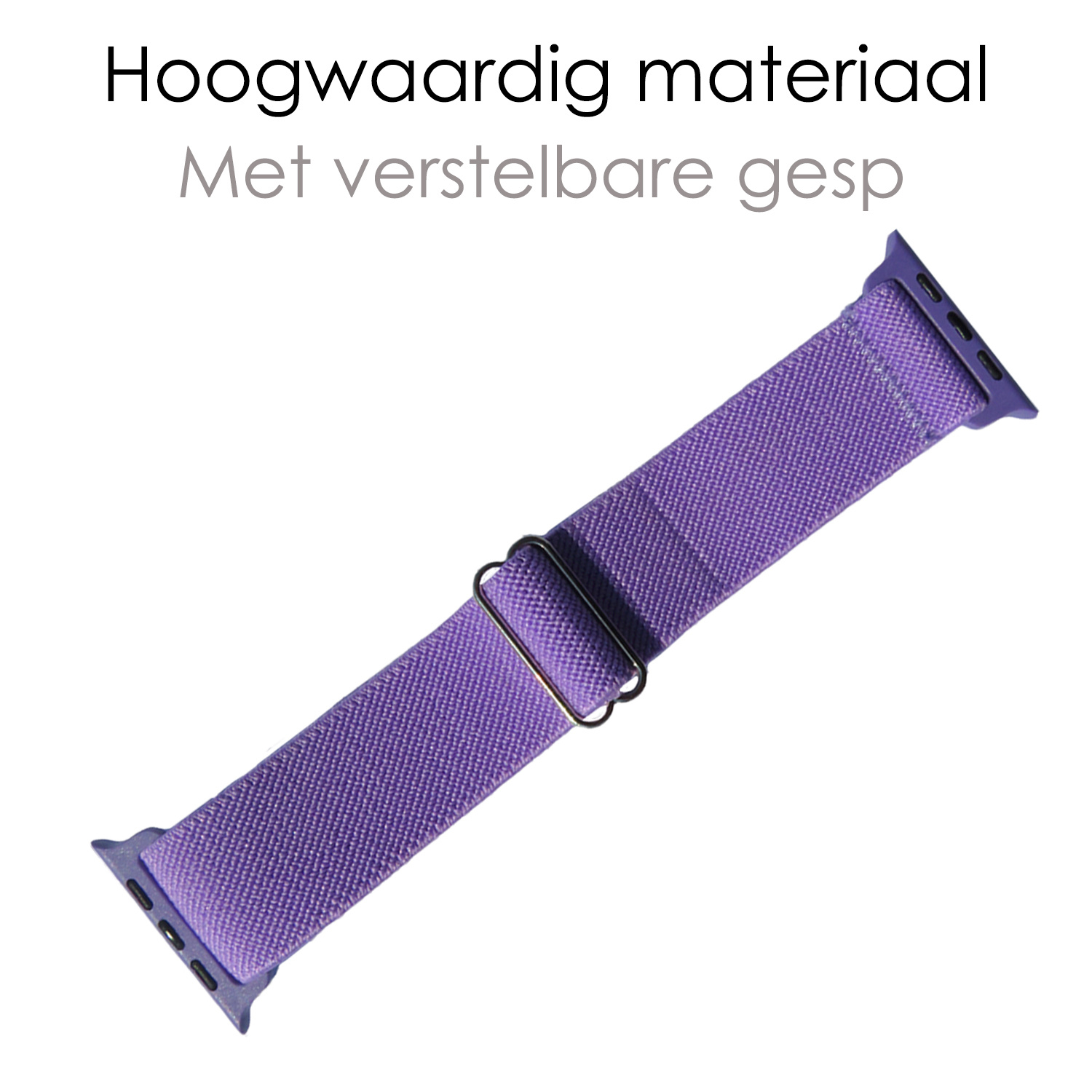 NoXx Horloge Band Geschikt voor Apple Watch 1-8 / SE (42/44/45 mm) Bandje Nylon Met Verstelbare Gesp - Lila