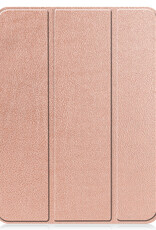 BASEY. Hoesje Geschikt voor iPad 2022 Hoes Case Tablet Hoesje Tri-fold Met Uitsparing Geschikt voor Apple Pencil Met Screenprotector - Hoes Geschikt voor iPad 10 Hoesje Hard Cover Bookcase Hoes - Rosé goud