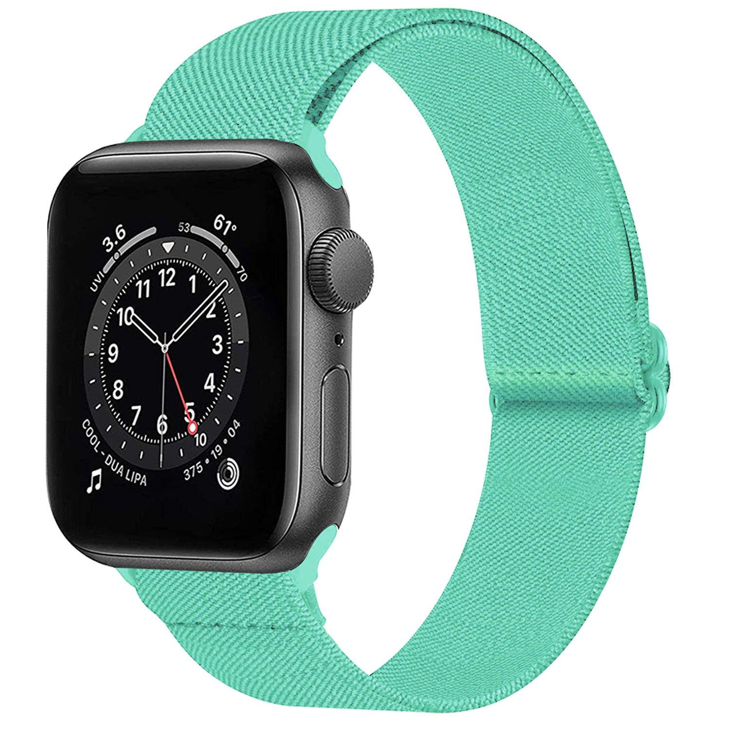 NoXx Horloge Band Geschikt voor Apple Watch 1-8 / SE (42/44/45 mm) Bandje Nylon Met Verstelbare Gesp - Mint