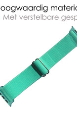 NoXx Horloge Band Geschikt voor Apple Watch 1-8 / SE (42/44/45 mm) Bandje Nylon Met Verstelbare Gesp - Mint
