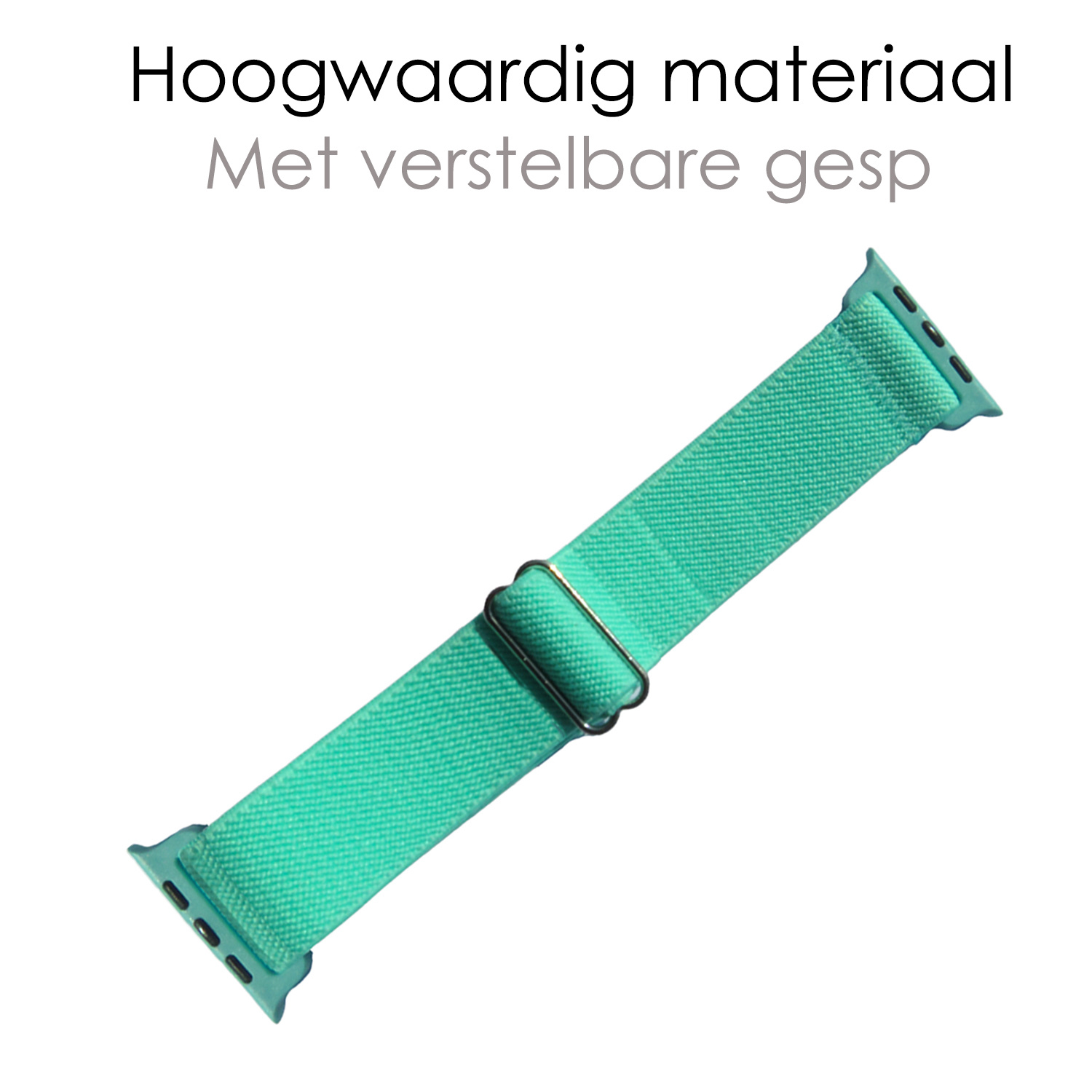 NoXx Horloge Band Geschikt voor Apple Watch 1-8 / SE (42/44/45 mm) Bandje Nylon Met Verstelbare Gesp - Mint