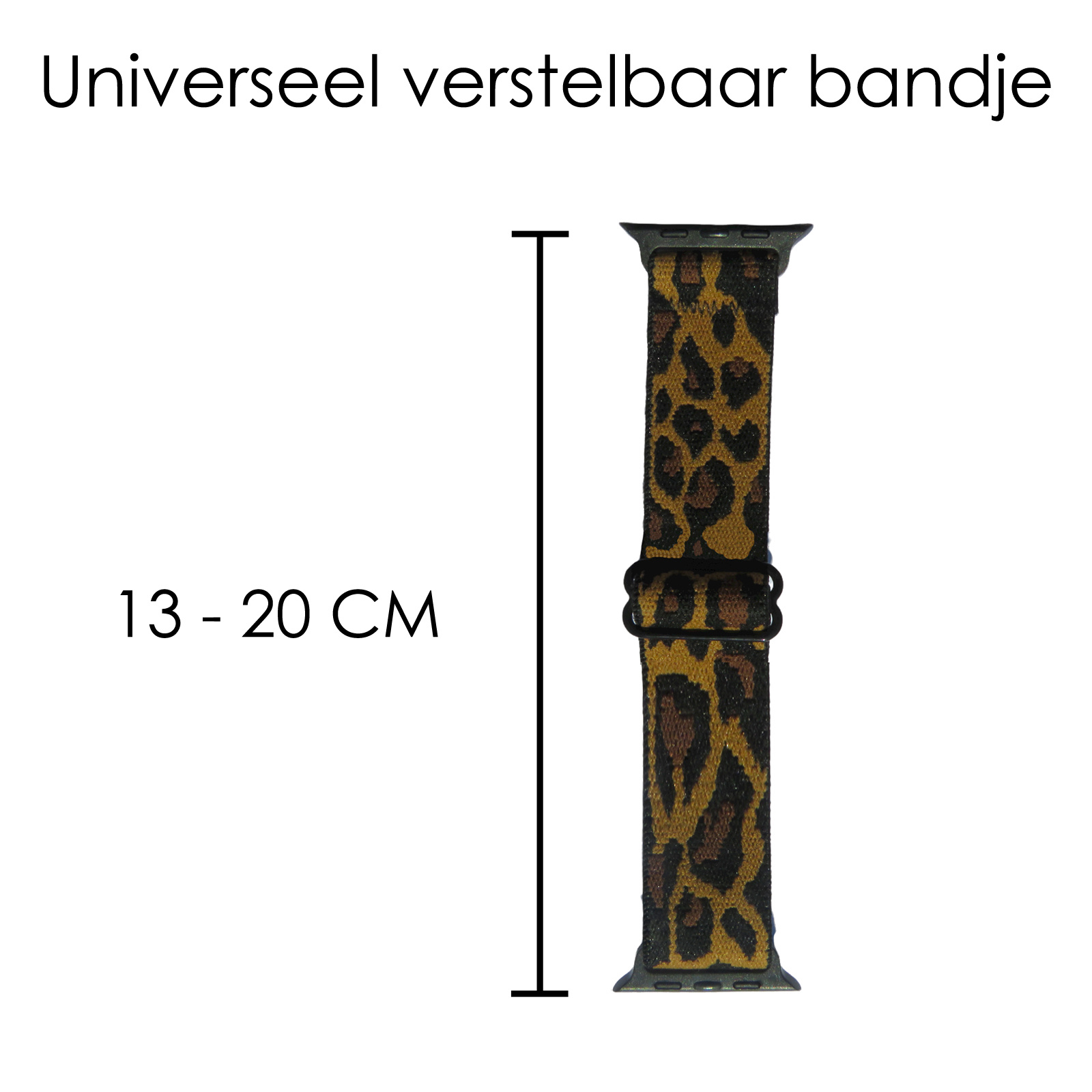 NoXx Horloge Band Geschikt voor Apple Watch 1-8 / SE (42/44/45 mm) Bandje Nylon Met Verstelbare Gesp - Panterbruin