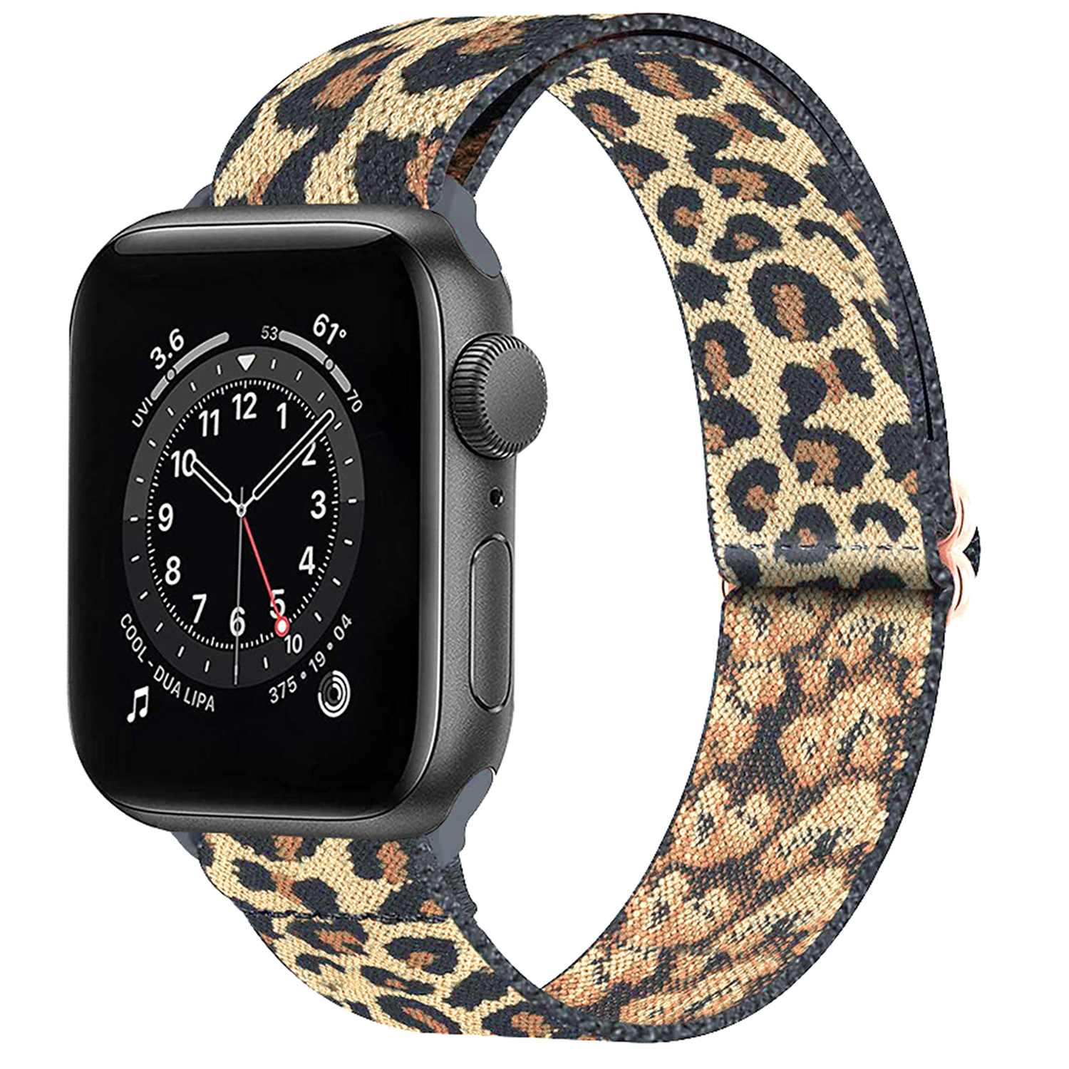 NoXx Horloge Band Geschikt voor Apple Watch 1-8 / SE (42/44/45 mm) Bandje Nylon Met Verstelbare Gesp - Pantergeel