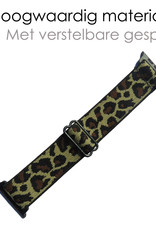 NoXx Horloge Band Geschikt voor Apple Watch 1-8 / SE (42/44/45 mm) Bandje Nylon Met Verstelbare Gesp - Pantergeel