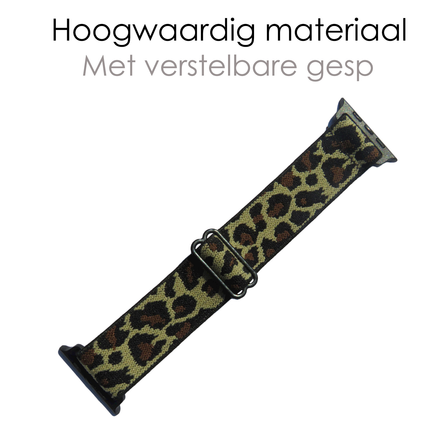 NoXx Horloge Band Geschikt voor Apple Watch 1-8 / SE (42/44/45 mm) Bandje Nylon Met Verstelbare Gesp - Pantergeel