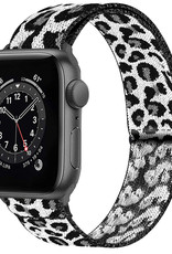 NoXx Horloge Band Geschikt Voor Apple Watch 1-8 / SE - 42/44/45 mm Nylon Met Verstelbare Gesp - Panter Wit