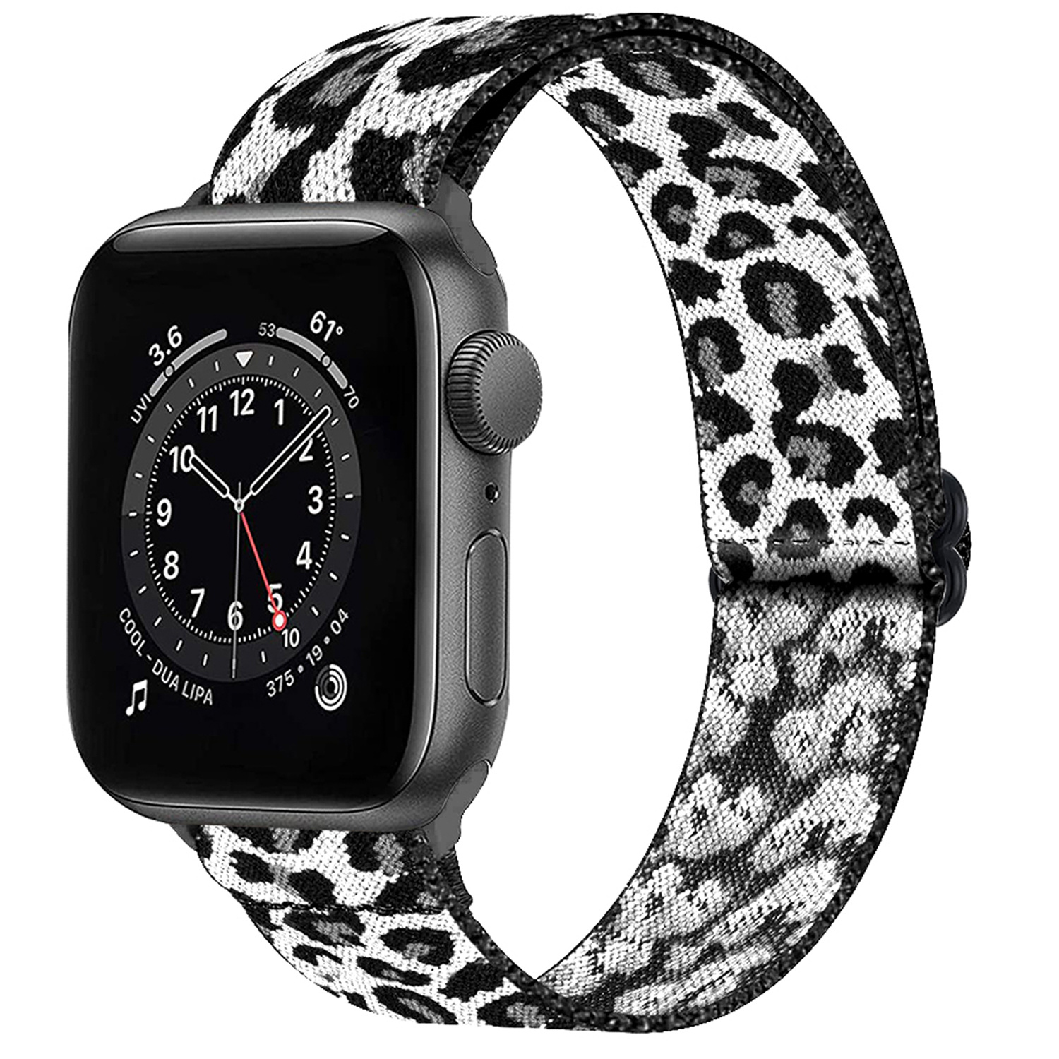 NoXx Horloge Band Geschikt Voor Apple Watch 1-8 / SE - 42/44/45 mm Nylon Met Verstelbare Gesp - Panter Wit