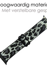 NoXx Horloge Band Geschikt voor Apple Watch 1-8 / SE (42/44/45 mm) Bandje Nylon Met Verstelbare Gesp - Panterwit