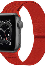 NoXx Horloge Band Geschikt voor Apple Watch 1-8 / SE (42/44/45 mm) Bandje Nylon Met Verstelbare Gesp - Rood