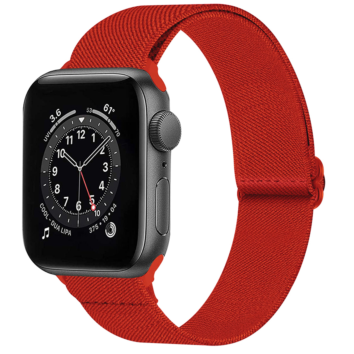 NoXx Horloge Band Geschikt Voor Apple Watch 1-8 / SE - 42/44/45 mm Nylon Met Verstelbare Gesp - Rood