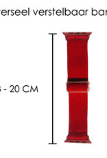 NoXx Horloge Band Geschikt voor Apple Watch 1-8 / SE (42/44/45 mm) Bandje Nylon Met Verstelbare Gesp - Rood