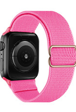 NoXx Horloge Band Geschikt voor Apple Watch 1-8 / SE (42/44/45 mm) Bandje Nylon Met Verstelbare Gesp - Roze