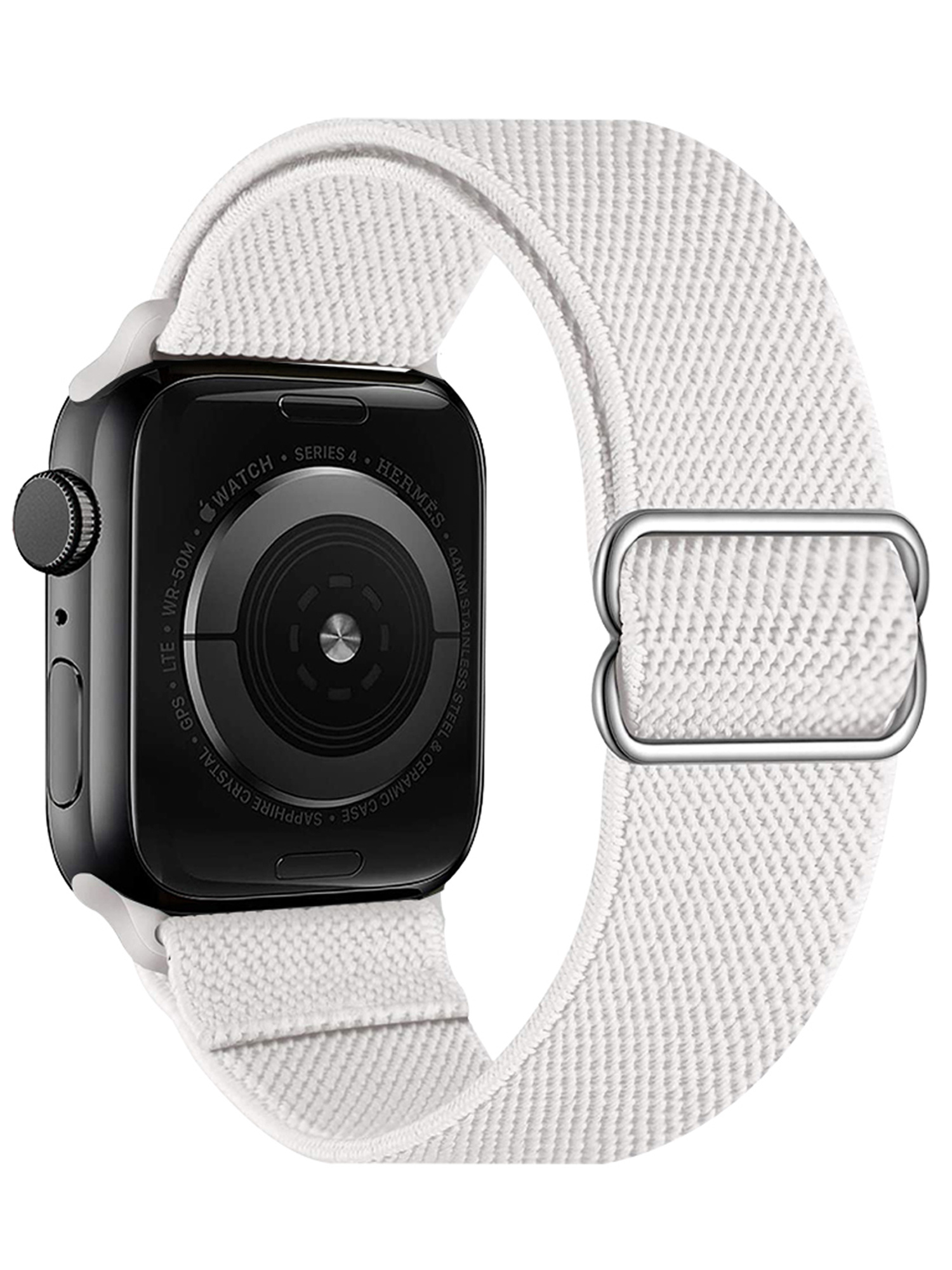 NoXx Horloge Band Geschikt Voor Apple Watch 1-8 / SE - 42/44/45 mm Nylon Met Verstelbare Gesp - Wit